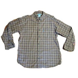 COLUMBIA Brown Checks Long Sleeve Collared Button Down Shirt Mens Size L Large